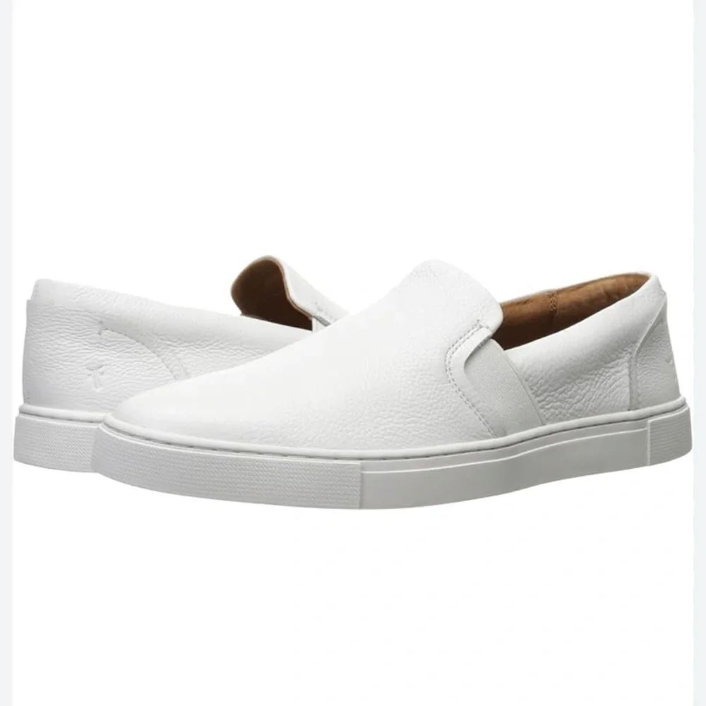 FRYE White Leather Slip-On Shoes‎